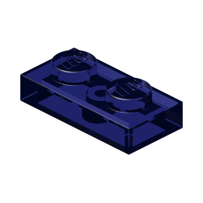 PLATE 1X2 · Tr. Blue (réf. BrickLink Trans-Dark Blue)