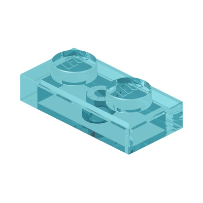 PLATE 1X2 · Tr. Light Blue (réf. BrickLink Trans-Light Blue)