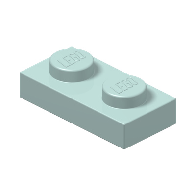 PLATE 1X2 · Aqua (réf. BrickLink Light Aqua)