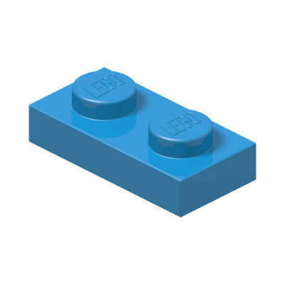 PLATE 1X2 · Dark Azur (réf. BrickLink Dark Azure)