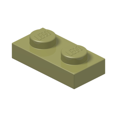 PLATE 1X2 · Olive Green (réf. BrickLink Olive Green)