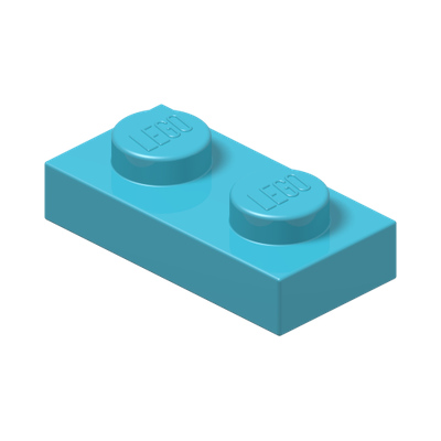 PLATE 1X2 · Medium Azur (réf. BrickLink Medium Azure)