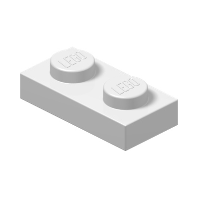 PLATE 1X2 · White Glow (réf. BrickLink Glow In Dark White)