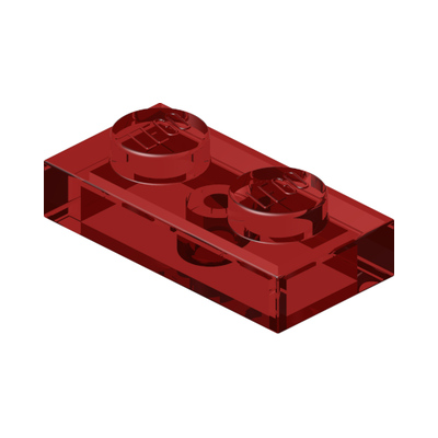 PLATE 1X2 · Tr. Red (réf. BrickLink Trans-Red)