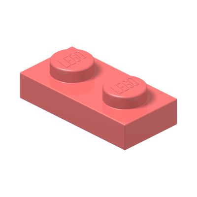 PLATE 1X2 · Vibrant Coral (réf. BrickLink Coral)