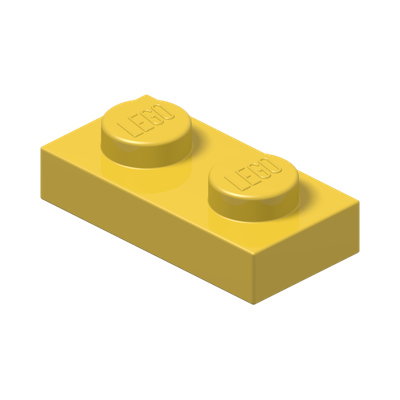 PLATE 1X2 · Bright Yellow (réf. BrickLink Yellow)