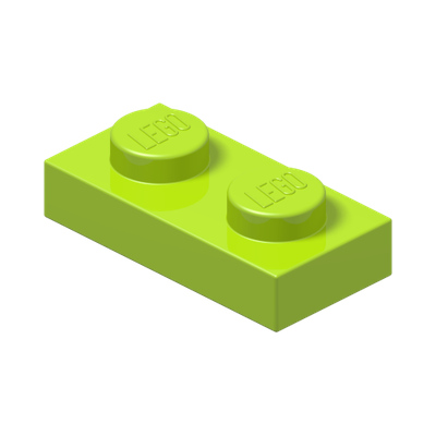 PLATE 1X2 · Bright Yellowish Green (réf. BrickLink Lime)