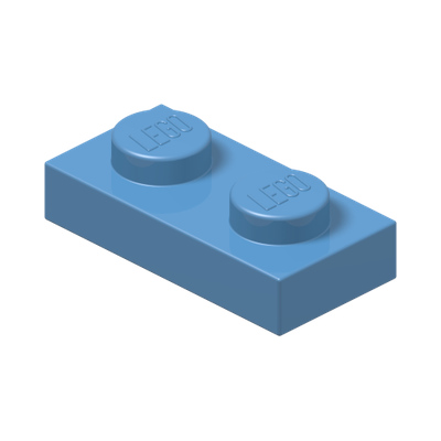 PLATE 1X2 · Medium Blue (réf. BrickLink Medium Blue)
