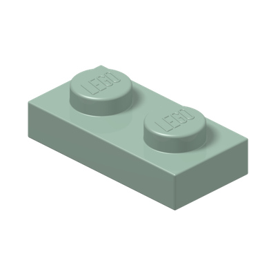 PLATE 1X2 · Sand Green (réf. BrickLink Sand Green)
