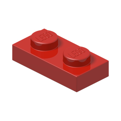 PLATE 1X2 · Bright Red (réf. BrickLink Red)
