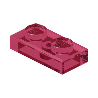 PLATE 1X2 · Tr.medium Reddish Violet (réf. BrickLink Trans-Dark Pink)