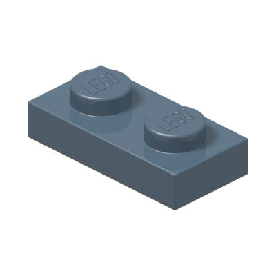PLATE 1X2 · Sand Blue (réf. BrickLink Sand Blue)
