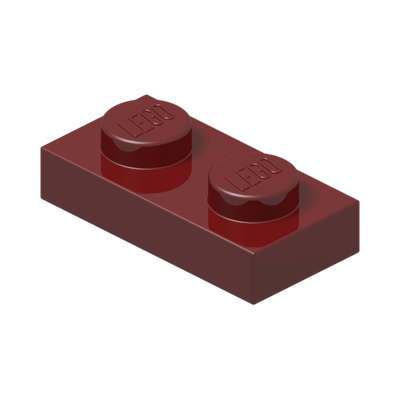 PLATE 1X2 · New Dark Red (réf. BrickLink Dark Red)