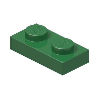 PLATE 1X2 · Dark Green (réf. BrickLink Green)