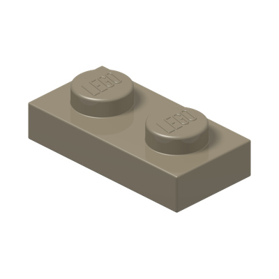 PLATE 1X2 · Sand Yellow (réf. BrickLink Dark Tan)