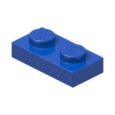PLATE 1X2 · Bright Blue (réf. BrickLink Blue)