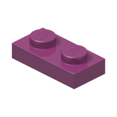 PLATE 1X2 · Bright Reddish Violet (réf. BrickLink Magenta)