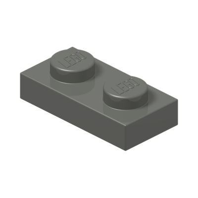 PLATE 1X2 · Dark Stone Grey (réf. BrickLink Dark Bluish Gray)