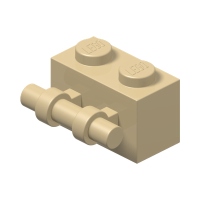BRICK 1X2 WITH STICK · Brick Yellow (réf. BrickLink Tan)
