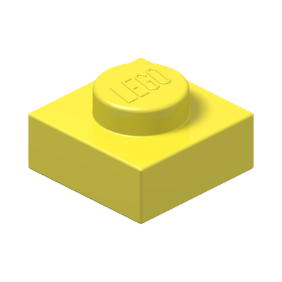 PLATE 1X1 · Cool Yellow (réf. BrickLink Bright Light Yellow)