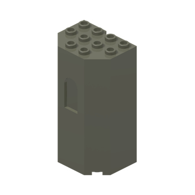 Panel 3 x 4 x 6 Turret Wall with Window · Réf. BrickLink 30246 · Couleur BrickLink : Dark Gray