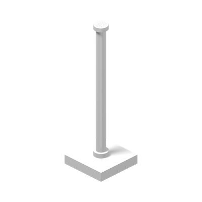 Support 2 x 2 x 5 Bar on Tile Base with Solid Stud and Stop Ring · LEGO 4117032 (réf. BrickLink 30256) · Couleur BrickLink : White