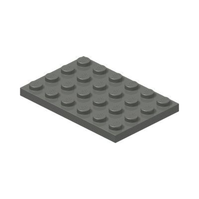 PLATE 4X6 · Dark Stone Grey (réf. BrickLink Dark Bluish Gray)