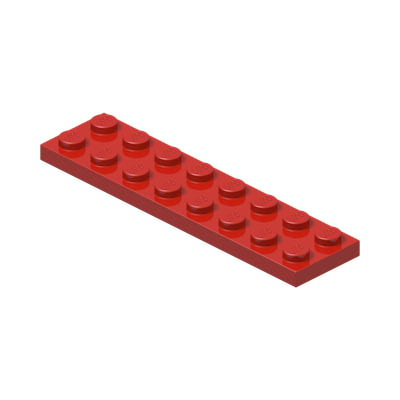 PLATE 2X8 · Bright Red (réf. BrickLink Red)