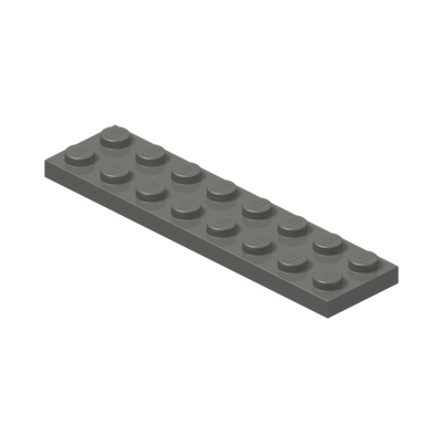 PLATE 2X8 · Dark Stone Grey (réf. BrickLink Dark Bluish Gray)