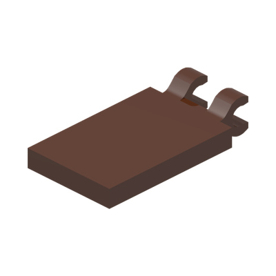 Tile, Modified 2 x 3 with 2 Open O Clips · Couleur BrickLink : Reddish Brown