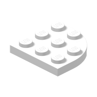 PLATE 3X3, 1/4 CIRCLE · LEGO 4550745 (réf. BrickLink 30357) · White (réf. BrickLink White)