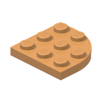 PLATE 3X3, 1/4 CIRCLE · Medium Nougat (réf. BrickLink Medium Nougat)