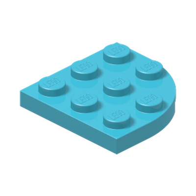 PLATE 3X3, 1/4 CIRCLE · Medium Azur (réf. BrickLink Medium Azure)