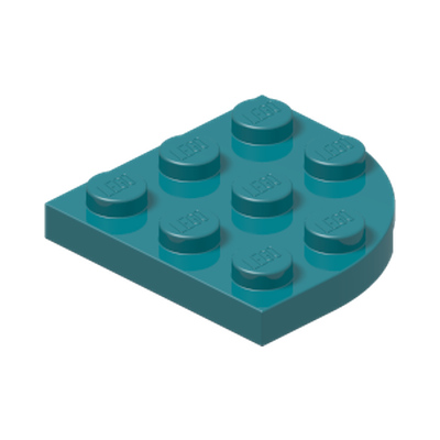 PLATE 3X3, 1/4 CIRCLE · Bright Bluish Green (réf. BrickLink Dark Turquoise)