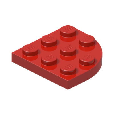 PLATE 3X3, 1/4 CIRCLE · Bright Red (réf. BrickLink Red)