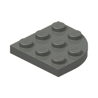 PLATE 3X3, 1/4 CIRCLE · Dark Stone Grey (réf. BrickLink Dark Bluish Gray)
