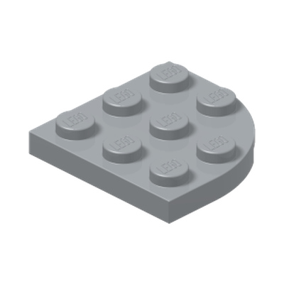 PLATE 3X3, 1/4 CIRCLE · Medium Stone Grey (réf. BrickLink Light Bluish Gray)
