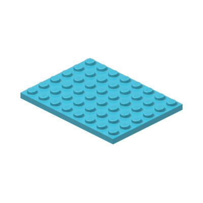 PLATE 6X8 · Medium Azur (réf. BrickLink Medium Azure)