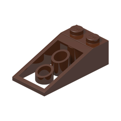 ROOF TILE 2X4X1, 18° · Reddish Brown (réf. BrickLink Reddish Brown)