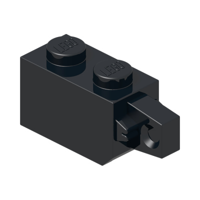 BRICK 1X2 W/STUB VERTICAL END · Black (réf. BrickLink Black)
