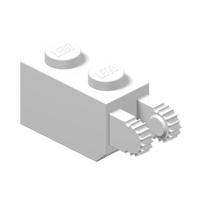 Hinge Brick 1 x 2 Locking with 2 Fingers Vertical End · LEGO 4143191 (réf. BrickLink 30365) · Couleur BrickLink : White