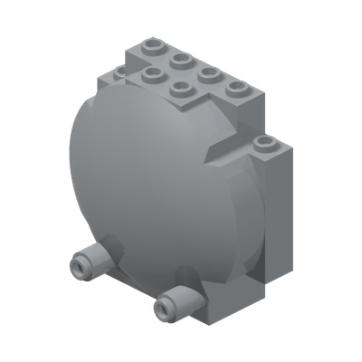 Windscreen 3 x 6 x 5 Bubble with Studs on Top [Plain] · LEGO 4512555 (réf. BrickLink 30366) · Couleur BrickLink : Light Bluish Gray