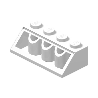 ROOF TILE 2X4/45° · LEGO 303701 (réf. BrickLink 3037) · White (réf. BrickLink White)