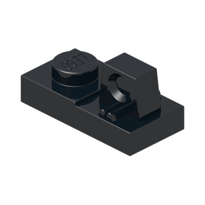 PLATE 1X2 W/STUB/ALONG/UPPER P · Black (réf. BrickLink Black)
