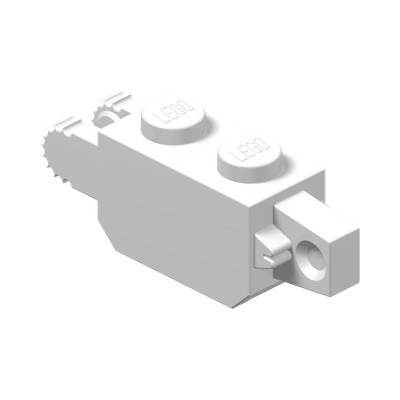 Hinge Brick 1 x 2 Locking with 1 Finger Vertical End and 2 Fingers Vertical End · Réf. BrickLink 30386 · Couleur BrickLink : White