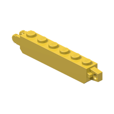Hinge Brick 1 x 6 Locking with 1 Finger Vertical End and 2 Fingers Vertical End · LEGO 4218725 (réf. BrickLink 30388) · Couleur BrickLink : Yellow