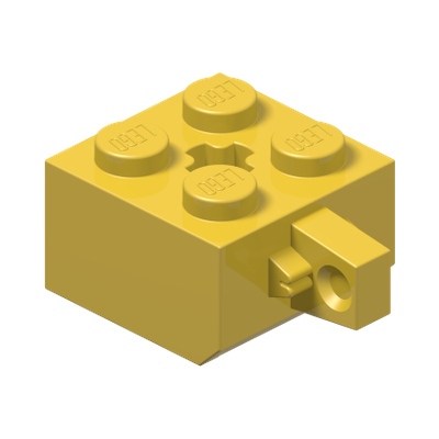 Hinge Brick 2 x 2 Locking with 1 Finger Vertical and Axle Hole · LEGO 4144515 (réf. BrickLink 30389b) · Couleur BrickLink : Yellow