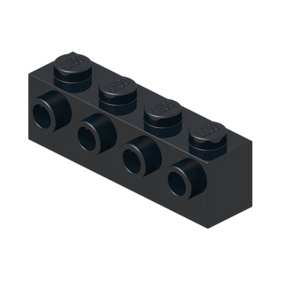 BRICK 1X4 W. 4 KNOBS · Black (réf. BrickLink Black)