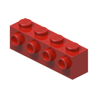 BRICK 1X4 W. 4 KNOBS · Bright Red (réf. BrickLink Red)