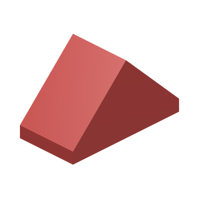 RIDGED TILE 1X2/45° · LEGO 4157124 (réf. BrickLink 3044c) · Bright Red (réf. BrickLink Red)